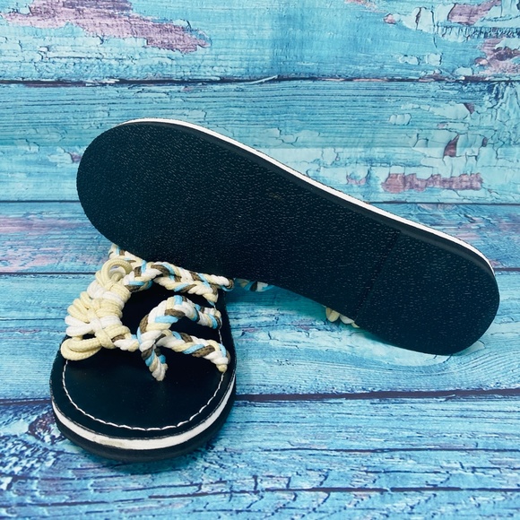 Butiti Shoes Butiti Braided Platform Sandals Blue Beige Sz 5 Poshmark